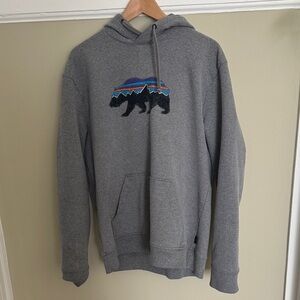 Patagonia Men's Gray Hoodie with Bear Graphic